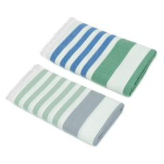 Mush 100% Bamboo Extra Large Bath Towels 700 Gsm | Ultra Soft, Absorbent, Quick Dry Bath Towel For Men & Women (Light Green-Grey & Blue-Dark Green)- Pack Of 2