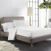 100% Cotton Sateen Weave Elastic Fitted Double Bedsheet With 2 Matching Pillow Covers - 72x78 Inches, White | Premium Cotton Bedsheets 300 TC, Fitted Bedsheet