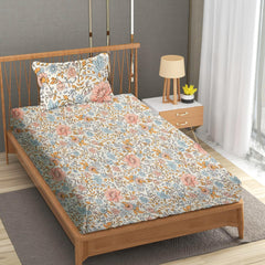 Single Bedsheet With 1 Pillow Covers - 60 X 90 Inches, Multicolor | Soft Wrinkle Free Breathable Easy Care | Color Fade Resistant Bedsheet