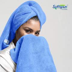 Softspun Microfiber High Loop Hair & Face Care Bath Towel 450 Gsm | Ultra Absorbent Super Soft & Comfortable Quick Drying Extra Large Towel (Sky Blue)