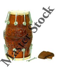 Sheesham Wood Professional Dholak With Carry Bag - Brown | Perfectly Symmetric Round Dholak - Dholak For Festival, Wedding, Satsang | Very Easy To Tune