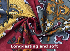 Pure Microfiber Double Bedsheet With 2 Pillow Covers - 88 X 90 Inches, Maroon & Grey | Traditional Jaipuri Rajasthani Handcrafted Design Bedsheet