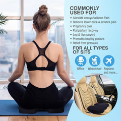 Cooling Gel Memory Foam Pillow, Orthopedic Coccyx Cushion For Tailbone Pain, Black - 18 X 14 X 3 Inch | Coccyx Pillow For Sitting Comfort | Tailbone Pain Relief Cushion For Coccyx, Sciatica