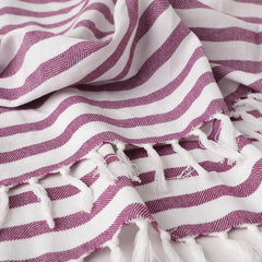 Patvy Bath Towels 490 Gsm | Light Weight Turkish Style Stripe Bath Towels For Men & Women Large Size (Rose & Grape)- Pack Of 2