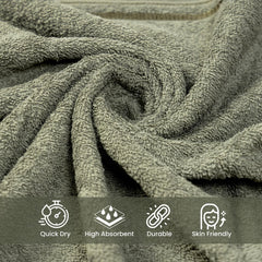 Akiko Home 100% Cotton Essential Series Face Towel 600 Gsm | Soft Absorbent & Durable Washcloth For Men & Women, Compact Travel Towel -Pack Of 4 (Green & Beige)