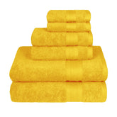 Trident Soft Comfort Air Rich Bath Towels 500 Gsm | 100% Cotton Towel, Super Soft, Highly Absorbent, 6 Pieces (Mustard Yellow)