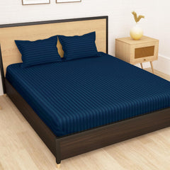 Perfect Double Bedsheets For Queen Size With Two Pillow Cover - 88 X 98 Inches, Navy Blue | Soft & Breathable, For Bedroom & Gifting