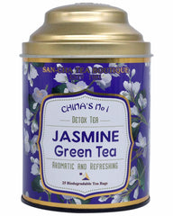 San-Cha Jasmine Green Tea - 25 Biodegradable Tea Bags | Aromatic & Refreshing China's No 1 Detox Tea - Environment Friendly & Made In Corn Fiber | Low Caffeine