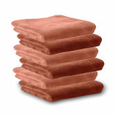 Housse Microfiber Hand Towel 1200 Gsm | Premium Quality Towels Ultra Absorbent & Anti-Bacterial For Gym (Warm Beige & Rustic Chestnut) - Pack Of 6