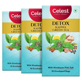 Celest Detox Kahwa Green Tea With Himalayan Pink Salt - Pack Of 3 X 36 Enveloped Tea Bags | Perfect Weight Loss Green Tea With Herbal Goodness - Mixed Herbs & Spices