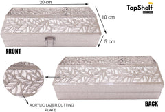 Designer Lazer Cutting Shagun Cash Box Or Gaddi Box For Shagun, Money Box For Wedding, Anniversary, Baby Shower, Ring Ceremony Eidi Or Any Other Occasion, Pack Of 2, Silver