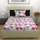 1 Single Bedsheet With 1 Pillow Cover - 57 X 87 Inches, White & Pink | Skin Friendly Fabric For Everyday Use - Soft, Breathable & Comfortable Sleeping