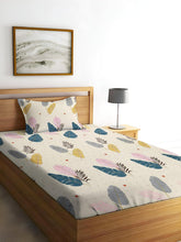 280 TC Print Cotton 1 Single Bedsheet With 1 Pillow Cover - 60 X 90 Inches, Cream & Pink | Soft & Breathable Fabric, Skin-Friendly Bed Sheet For All Seasons