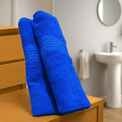 Siya Fashion Cotton Bath Towel 1000 Gsm | Ultra Soft Absorbent Quick Dry Lightweight & Durable Fabric Perfect For Home, Gym, Travel & Everyday Use (Blue) - Pack Of 2