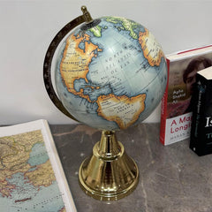 Antique World Globe Rotating With Metal Arc & Round Stand, Educational Globe For Gift, Showpiece, Home Office Decor, Desk Table, World Map, Pack Of 1