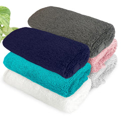 Heelium Bamboo Face Towel 1 Kg | Ultra Absorbent & Odour-Free 3x Softer Than Cotton Towels | Pack Of 6 -White, Light Grey, Peach, Blue, Teal & Grey