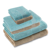 Haus & Kinder Harmony Combed Bath 1800 Gsm | Ultra Soft, Super Absorbent 100% Cotton Towels For Bathroom, Gym, Travel, Sports & Yoga | Blue & Taupe (Pack Of 6)