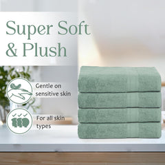 Ambra Linens 100% Cotton Large Size Bath Towel 2 Kg | Highly Absorbent Soft & Plush All Seasons Use (Aqua Green) - 4 Pcs