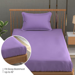 Solid Plain Single Size Bedsheet Set With 1 Pillow Covers | Size - 60 X 90 Inches, Purple | Ideal For All Seasons Due To Its Breathable Nature