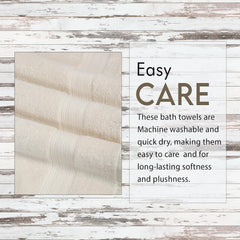 Ambra Linens Highly Absorbent Bath Towel 1850 Gsm | 100% Cotton Soft & Plush All Seasons Use Large Size -4 Pcs (Cream)