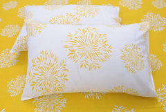 1 Single Bedsheet With 1 Pillow Cover | Durable & Long Lasting Fabric, Easy Hand & Machine Wash | Size - 55 X 88 Inches, Yellow & White