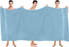 Tiqh 100% Cotton Bath Towel 600 Gsm | Highly Absorbent & Quick Dry Extra Large Bath Towel (Sky Blue)
