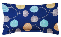 1 Single Bedsheet With 1 Pillow Cover- Dark Blue | 58 X 88 Inches - Premium Forever Modern Style Glace Cotton Bedsheet | Floral Luxurious Beautiful Soft Comfort