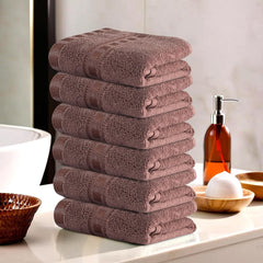 Kuber Industries Cotton Hand & Face Towels 200 Gsm | Easily Washable Workout Gym Napkins For Men & Women | Pocket Towel - Brown (Pack Of 6)