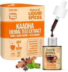 Spice Drop Kaadha Herbal Tea Extract - 180 Cups, 5ml, 0.1 Fl.Oz. | Contains Black Pepper, Clove, Cinnamon, Ginger & Tulsi - Chai Masala Drops | No Preservatives, Gluten Friendly, Keto Friendly