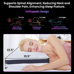 Orthopedic Cooling Gel Memory Foam Pillow With Pinholes, For Pain Relief, White | Soft Contour Sleeping Bed Cushion For Spine Alignment, Cervical, Neck & Back Pain Relief, Soft Pillow
