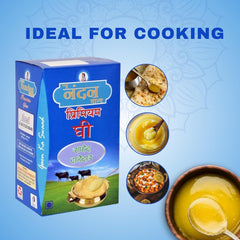 Organic Cow Ghee By New Nandan Gold | Rich Aromatic & Nutritious Indian Cow Ghee Perfect For Frying | 3 Litre (1 Litr * 3) 101.4 Ounce | Box Pack
