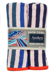 Ambra Linens Highly Absorbent Bath Towels 1 Kg | 100% Cotton, Soft & Plush All Seasons Use, Extra Large Size (Sober Blue)- Pack Of 2