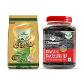 Goodricke Combo Pack Of 2 X 250gm, 8.8 Ounce Each - Roasted Darjeeling Tea & Super Cup Gold Tea | 100% Pure & Original Single Estate Whole Leaf Tea - Low Caffeine Loose Leaves