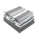 Indihaus Cotton Multi-Purpose Kitchen Hand Towels 370 Gsm | Waffle & Stripes Lunch, Dish Towel (Slate Grey)- Pack Of 6
