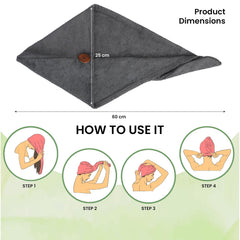 Mush Bamboo Hair Towel 300 Gsm | Ultra Soft, Absorbent & Anti Microbial Hair Wrap (Charcoal Grey)