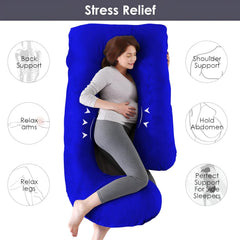 Pregnancy Pillow, Maternity Body Pillow For Sleeping, G Shaped Pillow, Royal Blue - 55 Inch | Full Body Pillow, Pregnancy Pillow For Pregnant Women, Support Belly & Back, Velvet Cover