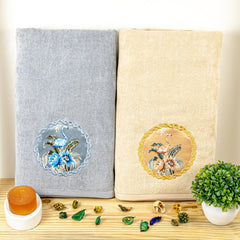 Akiko Home Prima Dream 100% Cotton Bath Towels 900 Gsm | Soft, Absorbent & Durable, Cotton Bath Towel | Pack Of 2 (Beige & Grey)