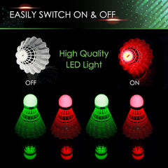 TGU (EOB332562022) Badminton Nylon Shuttlecocks , Lighting Glow In The Dark Night | Multicolour , Pack Of 4