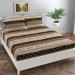Comfortable Floral Double Bedsheet With 2 Pillow Covers - 96 X 89 Inches, Brown | Lightweight, Washable & Fade-Resistant Bedsheet Designed For Daily Use
