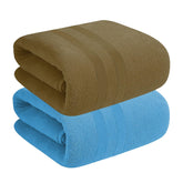 House Of Terry 100% Cotton Bath Towel 900 Gsm | Quick Dry, Fade-Resistant, Soft, Lightweight & Absorbent For Men & Women Large Size Towel (Blue & Brown) - 2 Pcs