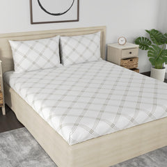 Cotton 210 TC Premium Queen Size For Bedsheet With 2 Pillow Covers - 88 X 100 Inches, White | All Weather Comfort & Bedroom - Softness & Natural Breathability