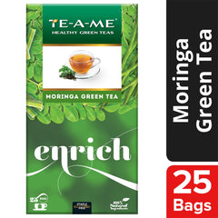 TE-A-ME Moringa Enrich Green Tea - 25 Tea Bags | Promotes Glowing Skin - Enriched With Turmeric, Ginger, Triphala & Amla