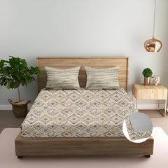 Twin Bed Size Elastic Fitted Bedsheet With 2 Pillow Covers - 48 X 75 Inches, Taupe | Best For Gifting, Housewarming, Anniversary, Friends Family