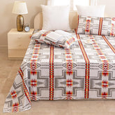 Cotton Flat Bedsheet For Queen Size Bed With Two Pillow Covers - 90 X 100 Inches, Grey & Red | Practical & Durable Choice For Everyday Use Bedsheet