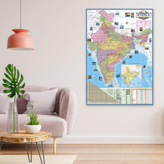 Educational Globe - 13 Inch Height Metal Base + India Political Map (70 X 100 Cm) - Home & Office Decor World Globe For Gifting & Learning