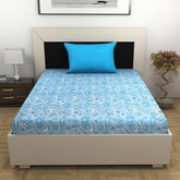 1 Single Bedsheet With 1 Pillow Cover - 57 X 87 Inches, Sky Blue | 144 Thread Count Lightweight, Soft, Skin Friendly - Everyday Use Cotton Bedsheet