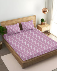 King Size Fitted Bedsheet With 2 Large Pillow Covers - 108 X 108 Inches, Pink | Soft, Breathable & Durable | Wrinkle Resistant