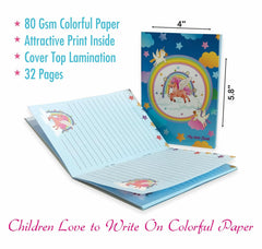 Unicorn Printed Ruled Laminated Cover Colorful Notepad, Delightful Print | 32 Pages, Set Of 10
