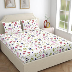 100% Cotton Double Bedsheet With 2 Pillow Covers - Size - 88 X 94 Inches, Multicolor | Breathable Fabric & Skin Friendly | Comfortable Night Sleep