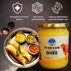 Premium Natural A2 Gir Cow Ghee By Rachiket | Rich In Nutrients & Healthy Fats Bilona Cow Ghee Good For Digestive Health | (500ml) 16.9 Ounce | Jar Pack